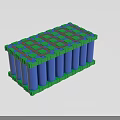 Cylindrical Battery Pack With Green Black Frame And Neatly Arranged Structure 3d model