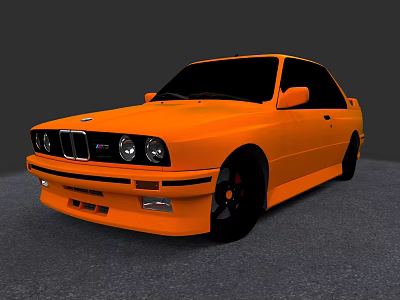 Orange BMW Classic Car With Modified Black Wheels And Sleek Exterior Design 3d model