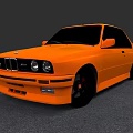 Orange BMW Classic Car With Modified Black Wheels And Sleek Exterior Design