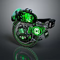 Modern Motorcycle With Green Glowing Engine Wheels And Illuminated Design Details