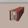 Modern Container Building Design With Glass Doors And Extended Green Roof 3d model