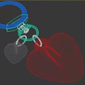 Stylish Keychain With Silver Heart Pendant And Red Heart Charm