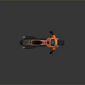 Sleek Orange And Black Motorcycle Design With Windshield Leather Seat And Spoked Wheels