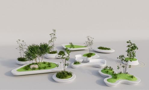 Modern landscape tree pool 3d model