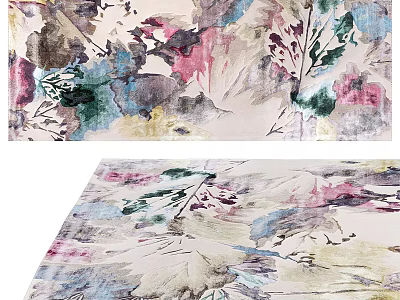 Square Rug With Colorful Floral Art Design 3d model