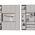 Modern White Wine Cabinet With Glass Shelves Wine Bottles Decorative Items And Coffee Machine