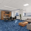 Sleek Modern Blue And White Reception Desk In Spacious Corporate Office Lobby With Brand Wall
