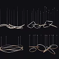 Elegant Modern Chandeliers With Geometric Metal Lines And Abstract Artistic Shapes