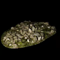 Stone and Wood Natural Decor with Mossy Surface and Textured Design Elements 3d model