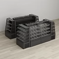 Snack Shop Black Display Shelves With Multiple Layers And Organized Racks 3d model
