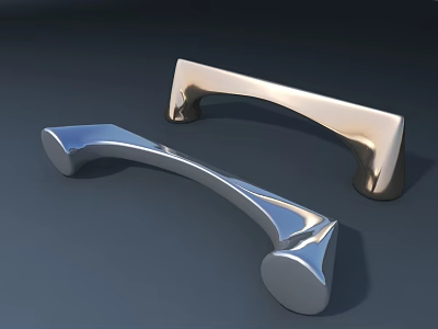 Modern Polished Chrome Cabinet Handles With Curved Design And Shiny Finish 3d model