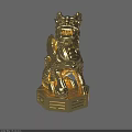 Intricate Golden Chinese Qilin Statue As Decorative Home Ornament