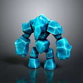 Blue Crystal Stone Golem Character With Rocky Humanoid Elemental Creature Design 3d model