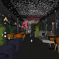 Rainbow Lily Bar Interior With Blue Chairs Bar Counter Wine Racks And Mural