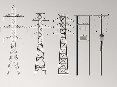 Electric pole High voltage tower High voltage line Transmission tower Signal tower Power facilities Equipment cable 3d model