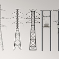 Electric pole High voltage tower High voltage line Transmission tower Signal tower Power facilities Equipment cable 3d model