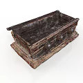 Intricate Carved Wooden Chest With Ornamental Studs And Textured Surface