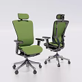 Modern Green Mesh Office Chair With Headrest Armrests And Swivel Wheels