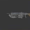 Futuristic Sci Fi Rifle With Glowing Blue Accents Metallic Body And Tactical Design