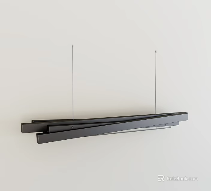 Modern Abstract Pendant Light With Sleek Black Metal Hanging Structure Design 3d model