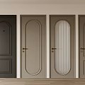 Modern Hinged Doors in Dark and Light Gray with Arched Panels and Ribbed Glass