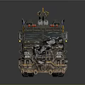 Futuristic Modified Vehicle With Mechanical Crane Arm Intricate Decorations And Heavy Duty Tires