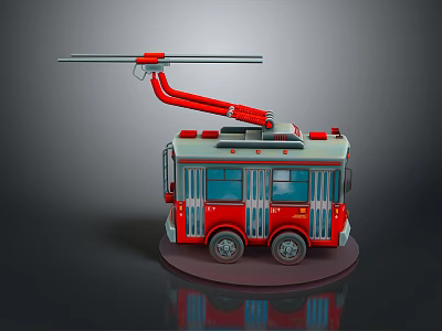 Red Fire Truck Model Featuring Extendable Ladder And Detailed Exterior Design 3d model