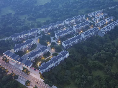 Detached Villas Community Surrounded By Lush Greenery Trees And Spacious Lawns 3d model