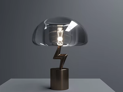 Modern Transparent Shade Table Lamp With Lightning Decor And Metal Base 3d model