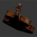 Red Wooden Violin with Classic Curved Body in Gray Background 3D Rendered Model
