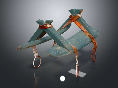 Traditional Wooden Sports Saddle With Leather Straps And Metal Rings Design 3d model