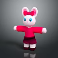 Cute Rabbit Plush Toy With Pink Ears Blue Eyes Red Top And Dark Skirt