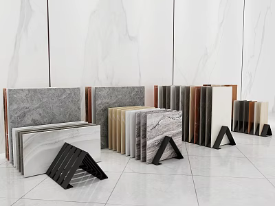 Modern Flooring Samples Display With Various Textures And Color Options 3d model
