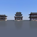 Traditional Chinese Ancient Architecture Featuring Multi Layered Structures Tiled Roofs And Overhanging Eaves 3d model