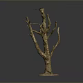 Decorative Wooden Tree Sculpture With Stone Base And Natural Branch Design