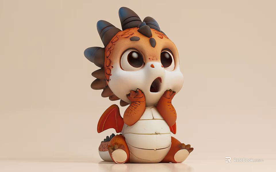 Cute Dragon Decorative Ornament Set with Big Eyes and Claw Details for Home Decor 3d model 