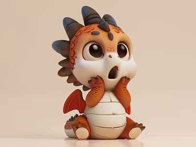 Dragon Fire Dragon Cartoon Hand-made American Chen Ornaments Toy Art Ornaments Creative Decoration Doll Game 3d model