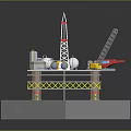 Offshore Oil Drilling Platform With Drilling Tower Helicopter Storage Tanks And Ladder