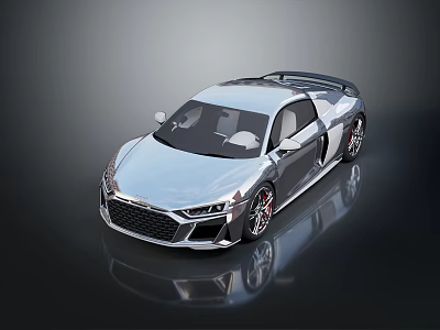 Stylish Silver Sports Car With Sleek Aerodynamic Design And Sporty Wheels On Reflective Surface 3d model