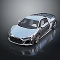 Stylish Silver Sports Car With Sleek Aerodynamic Design And Sporty Wheels On Reflective Surface