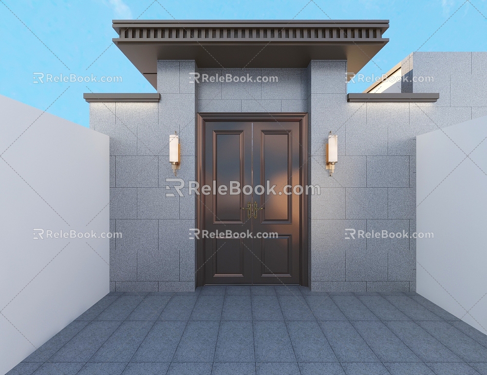 New Chinese Style Door Wall Lamp Gate House Eaves 3d model