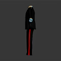 Black Uniform With Gold Buttons Colored Collar Cuffs And Red Striped Pants