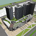 Modern Commercial Complex Design Featuring High Rise Towers Plaza And Green Spaces