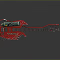 Red Electric Guitar With Unique Shape Control Panel And Modern Design