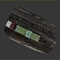 Old Rusty Train With Green Roof On Dark Railway Tracks