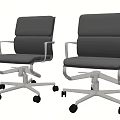 Black Leather Office Chairs With Modern Metal Frame And Wheeled Base