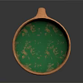 Three Legged Ceramic Pottery Bowl With Orange Exterior And Green Mottled Interior