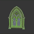 Gothic Stained Glass Window Design With Decorative Arch And Intricate Patterns