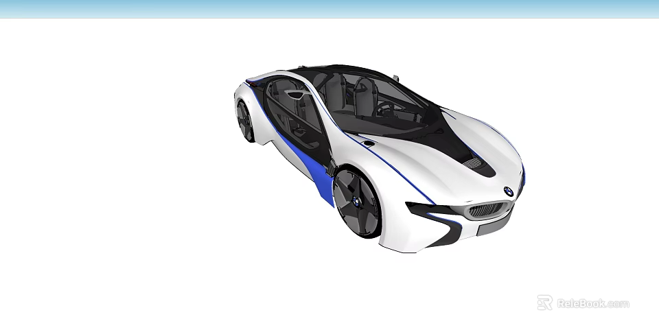 White And Blue BMW Concept Car With Streamlined Design And Futuristic Look 3d model 