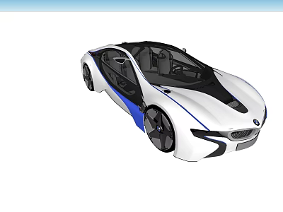 White And Blue BMW Concept Car With Streamlined Design And Futuristic Look 3d model